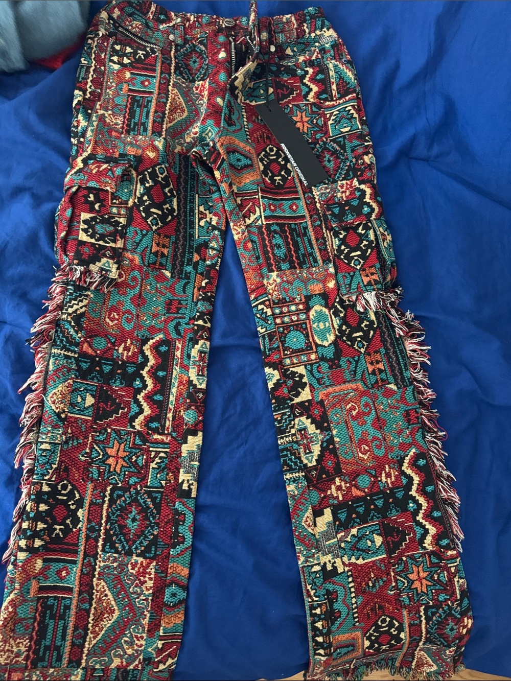 Kids Patterned Boho Cargo Pants - Multicolor